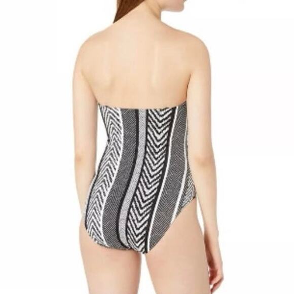 Kenneth Cole New York Womens Black/White Chevron One Piece Swimsuit sz Large L - Picture 11 of 11